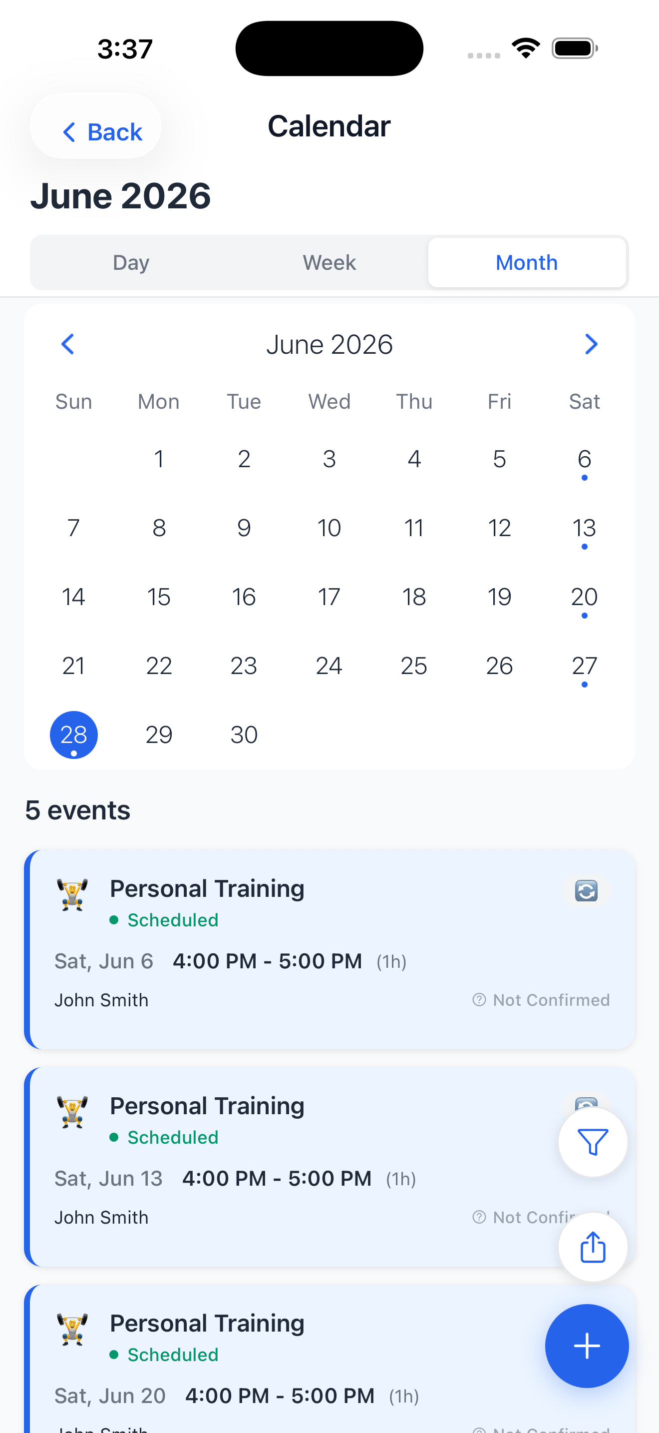 Monthly calendar