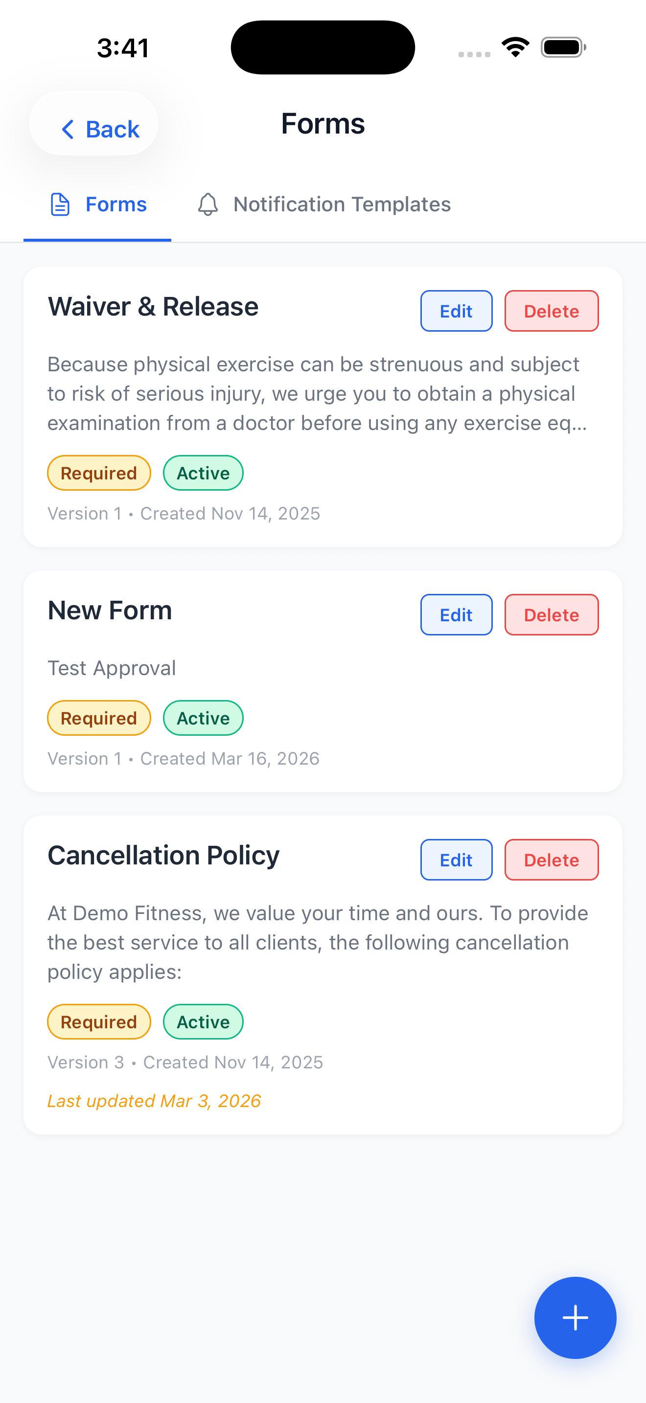 Forms list