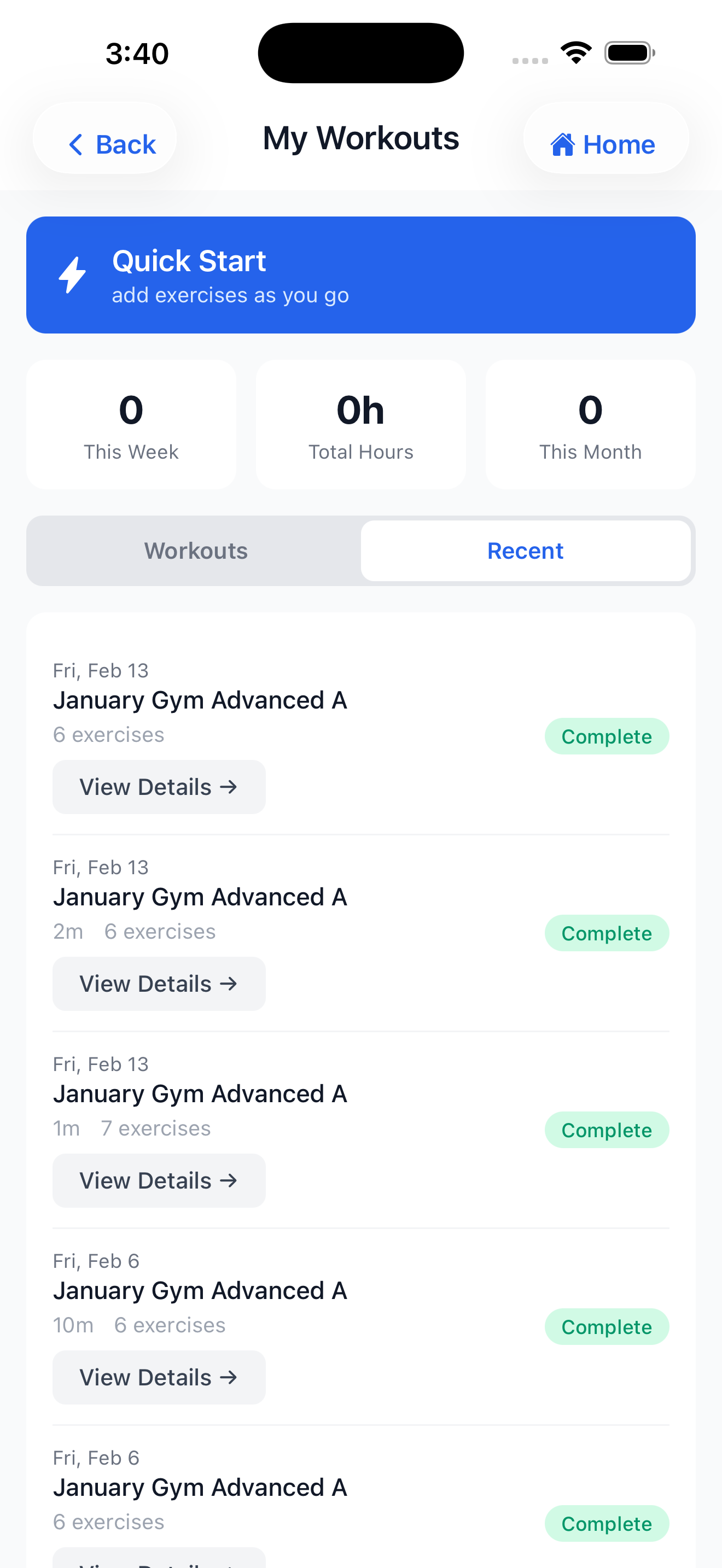 Personal workouts