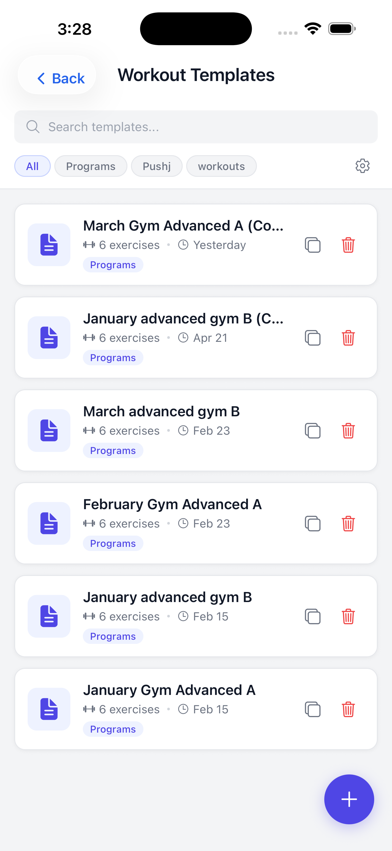 Template list