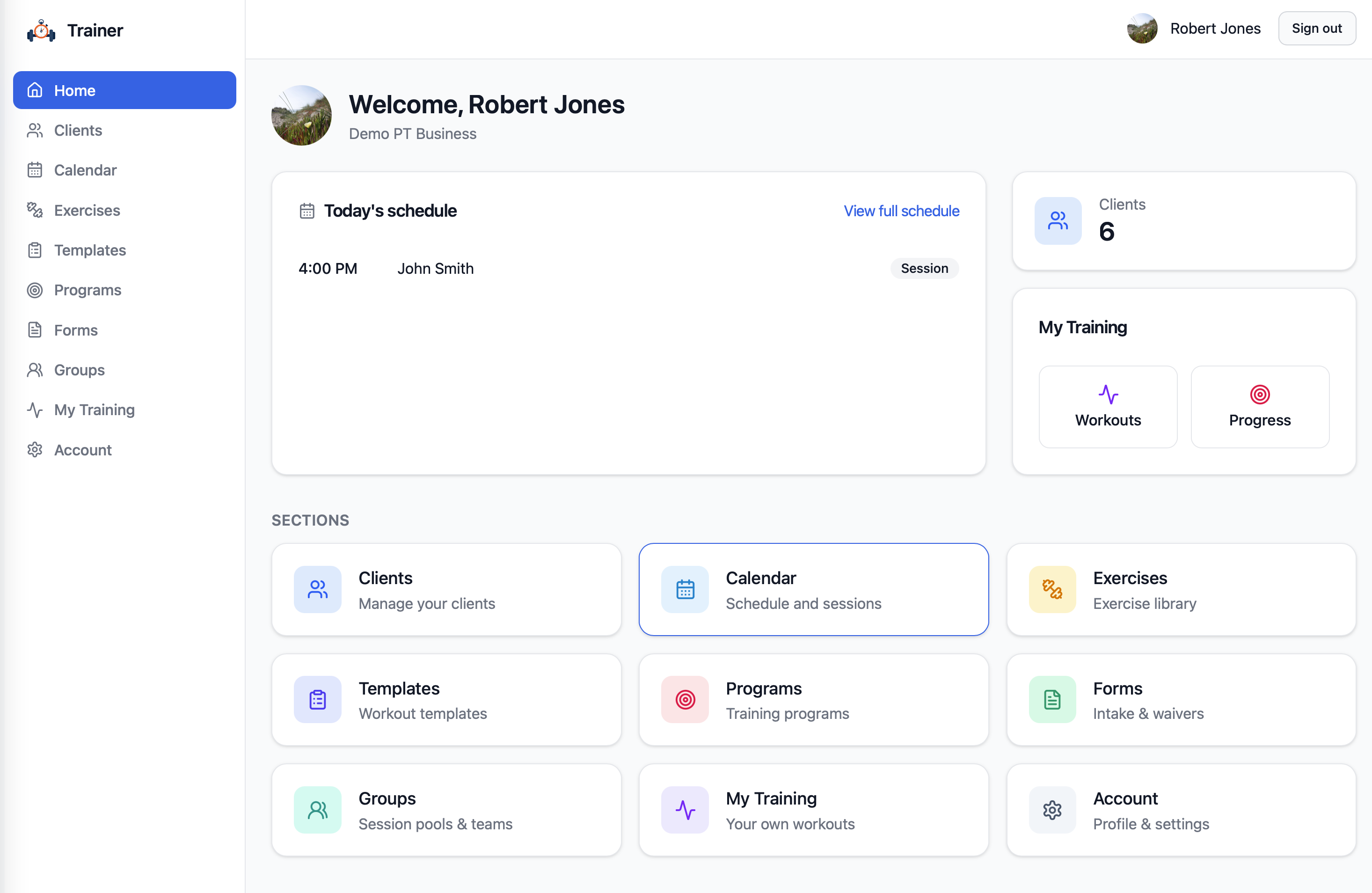 Trainer dashboard overview